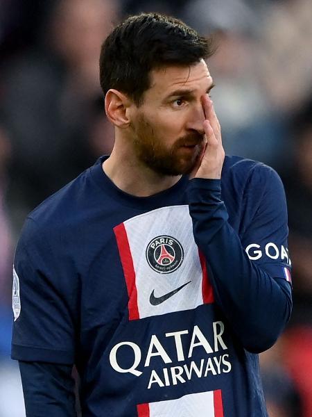 Lionel Messi durante a partida entre PSG e Rennes, pelo Campeonato Francês. - FRANCK FIFE/AFP