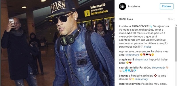 Neymar usa o boné da marca Toiss