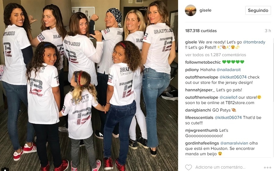 Gisele Bündchen posta mensagem no Instagram em apoio ao marido Tom Brady, quarterback dos Patriots, que disputará contra os Falcons o Super Bowl 51