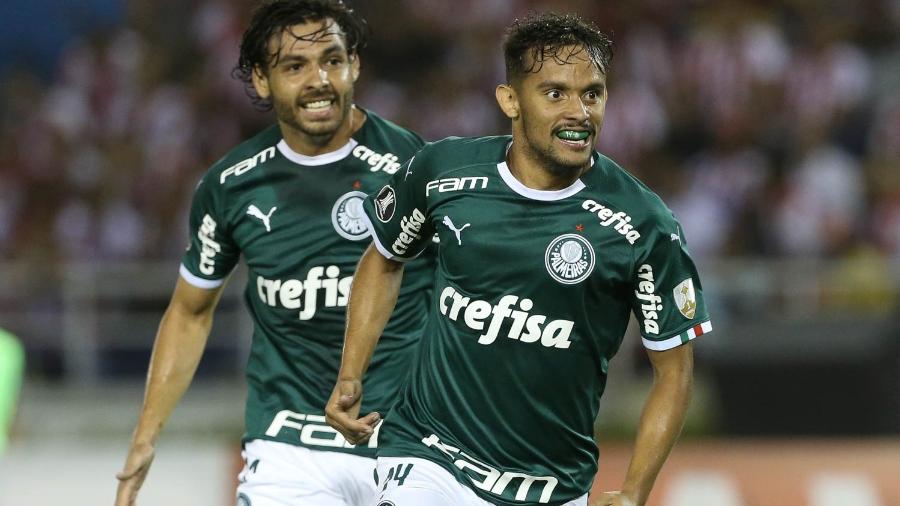 Scarpa comemora gol contra o Junior Barranquilla na estreia do Palmeiras na Libertadores - Cesar Greco/Ag. Palmeiras/Divulgação