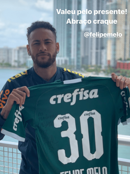 Neymar ganha camisa do Palmeiras de Felipe Felipe - Reprodução/Instagram