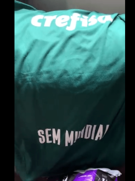 Camisa do Palmeiras personalizada com "sem mundial" - Reprodução web: // Twitter
