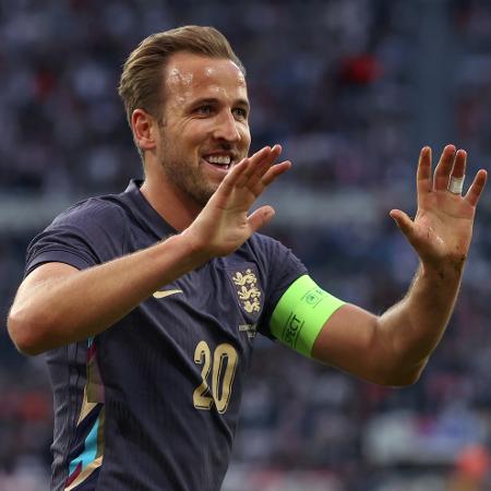 Harry Kane comemora gol durante amistoso da seleção inglesa Harry Kane comemora gol durante amistoso da seleção inglesa