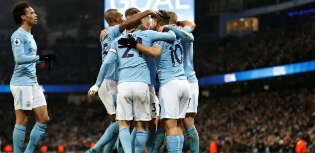 Jogadores do Manchester City festejam gol contra o Newcastle - Darren Staples/Reuters - Darren Staples/Reuters