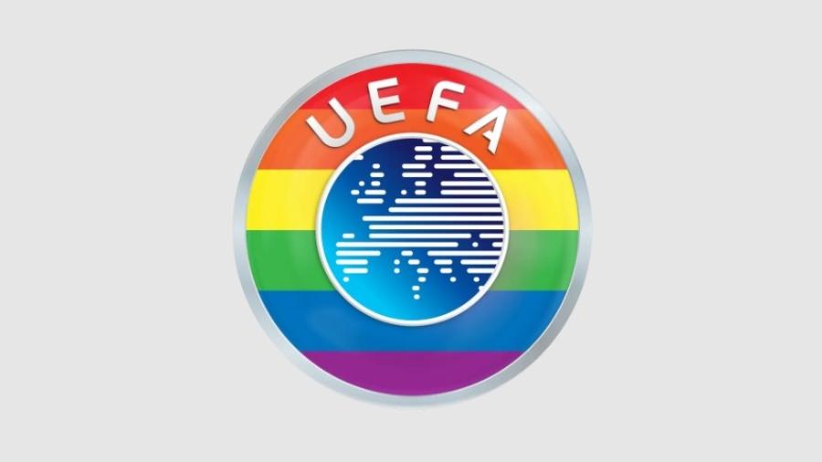 Símbolo da Uefa foi pintado com as cores do arco-íris - Divulgação/Uefa