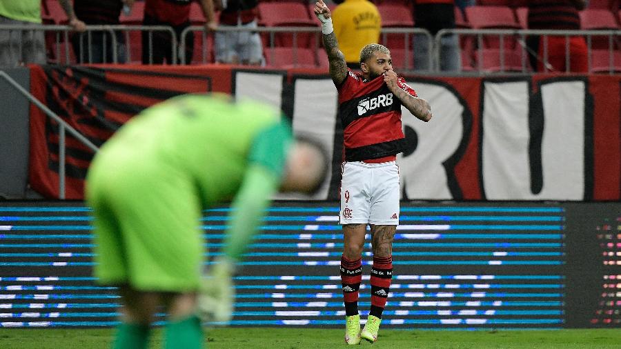 Gabigol comemora gol pelo Flamengo diante do Olímpia, pela Libertadores - Staff Images / CONMEBOL