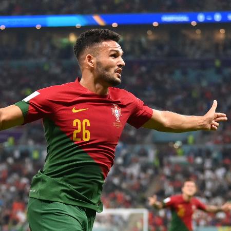 Gonçalo Ramos comemora gol na partida entre Portugal e Suíça - Justin Setterfield/Getty Images