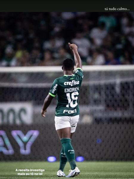 Endrick, do Palmeiras, posta nas redes sociais após chorar no banco de reservas - Reprodução/Instagram