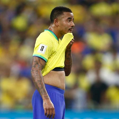 Gabriel Jesus, do Brasil, em jogo contra a Argentina pelas Eliminatórias para a Copa do Mundo de 2026.