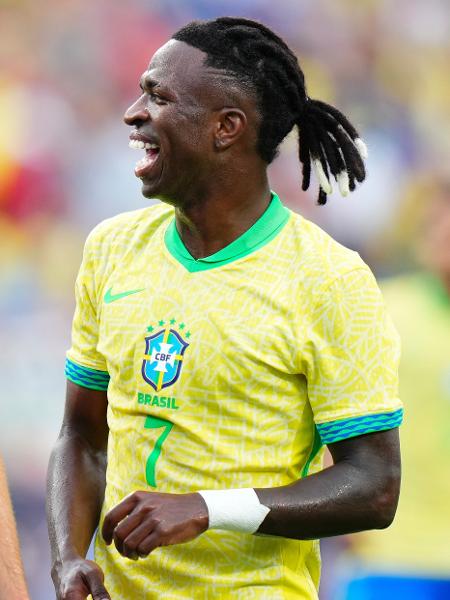 Vini Jr se lamenta durante EUA x Brasil, amistoso ocorrido em Orlando Vini Jr se lamenta durante EUA x Brasil, amistoso ocorrido em Orlando