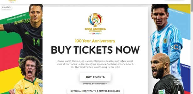 Site da Copa América, agora, usa David Luiz como representante do Brasil - Reprodução