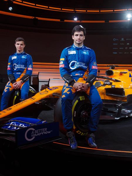 Carlos Sainz e Lando Norris na apresentação da McLaren em 2019