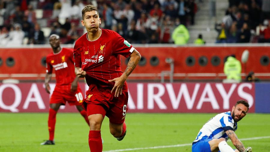 Roberto Firmino comemora gol doa vitória do Liverpool sobre o Monterrey no Mundial de Clubes 2019 - Kai Pfaffenbach/Reuters