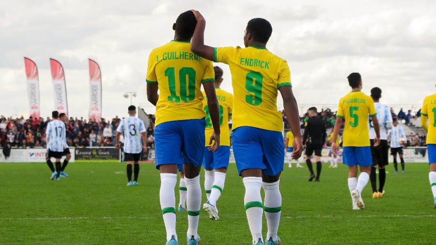 Luis Guilherme e Endrick, atacantes da seleção brasileira sub-17 e do Palmeiras - Bruno Pacheco/CBF