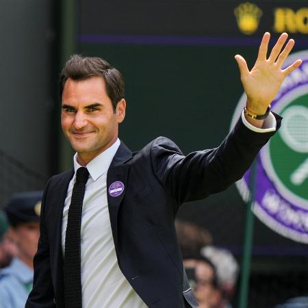 Roger Federer na cerimônia de 100 anos da Quadra Central de Wimbledon - Getty Images