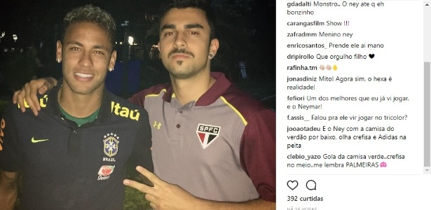 Detalhe revela que Neymar estava vestindo a camisa do Palmeiras - Reprodução/Instagram
