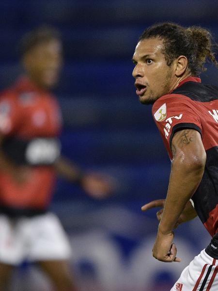 Willian Arão comemora o gol do Flamengo contra o Vélez Sarsfield - Juan Mabromata - Pool/Getty Images