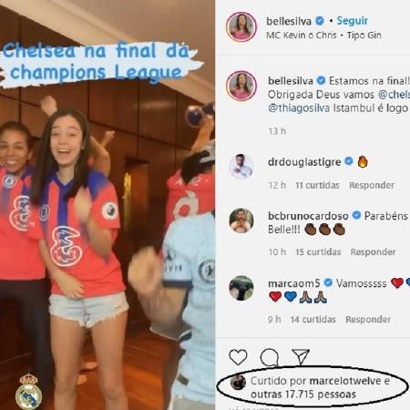 Belle Silva publicou vídeo dançando após ingleses eliminarem o Real na Champions - Reprodução/Instagram