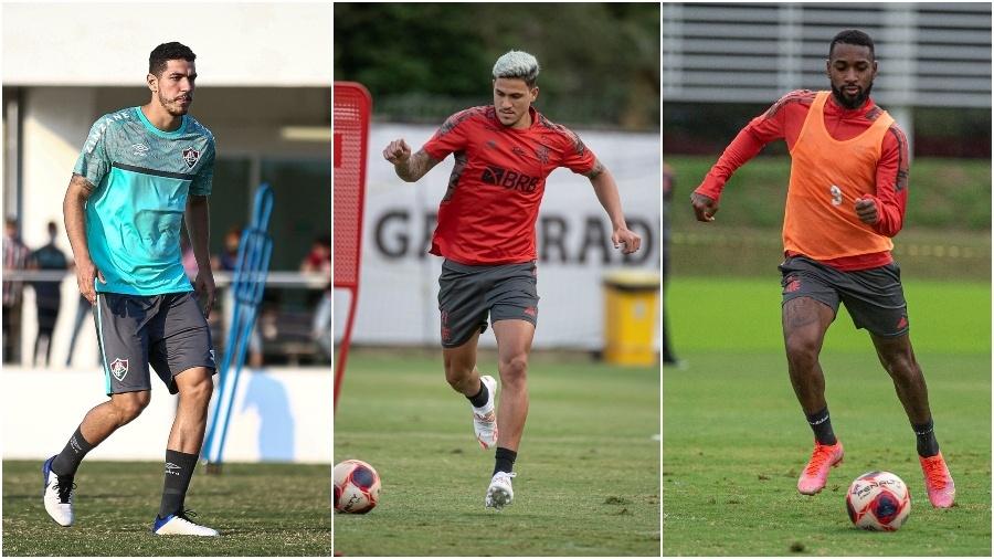 Nino, do Fluminense, Pedro e Gerson, do Flamengo, foram convocados por Jardine - Fotos de Lucas Merçon / Fluminense F.C e Alexandre Vidal / Flamengo