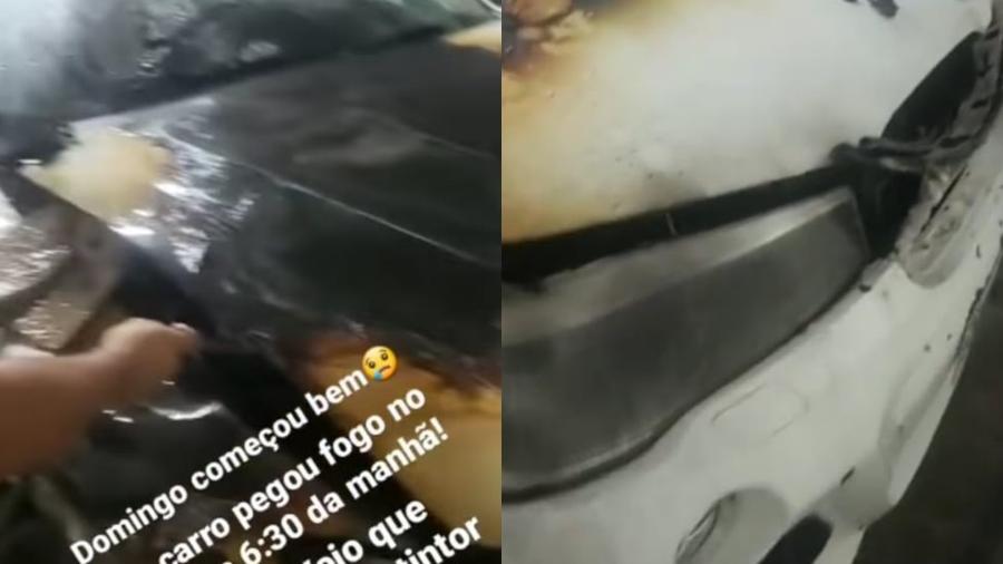 Carro do ex-líbero Serginho pegou fogo; ex-jogador mostrou estrago no Instagram - Reprodução/Instagram