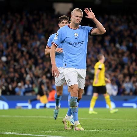 Haaland fez o gol da virada mas não comemorou em respeito à passagem pelo Borussia - Michael Regan/Getty Images