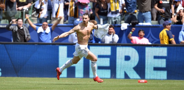 Ibrahimovic marcou dois gols em sua estreia pelo Los Angeles Galaxy - A. Vasquez/USA TODAY Sports