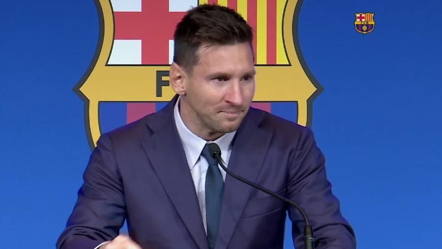 Lionel Messi chora em despedida do Barcelona - Reprodução/YouTube