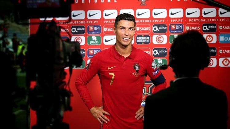 Cristiano Ronaldo após a vitória de Portugal contra a Irlanda, pelas Eliminatórias Europeias para a Copa de 2022 - NurPhoto via Getty Images - NurPhoto via Getty Images