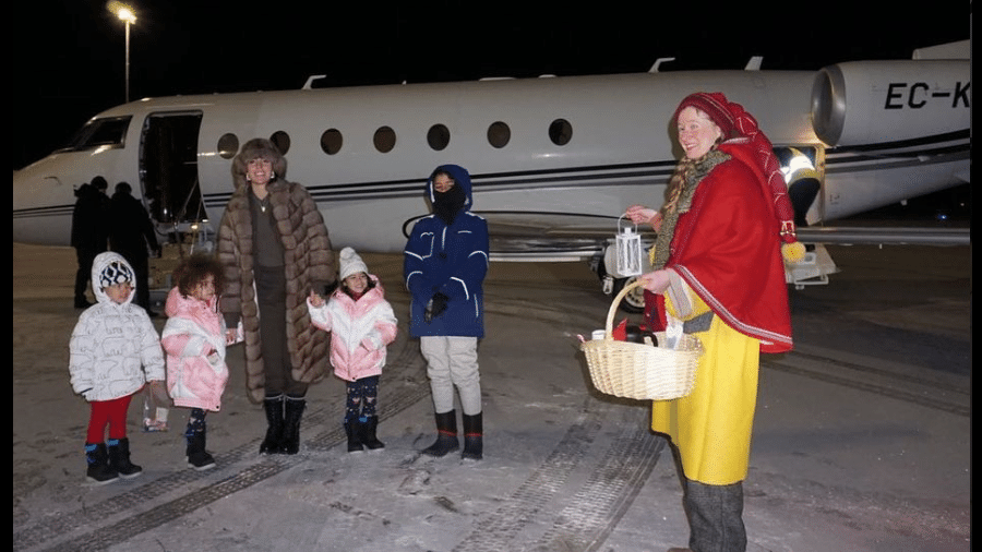 Georgina Rodriguez e os filhos de Cristiano Ronaldo são recebidos no Polo Norte - Reprodução/Instagram