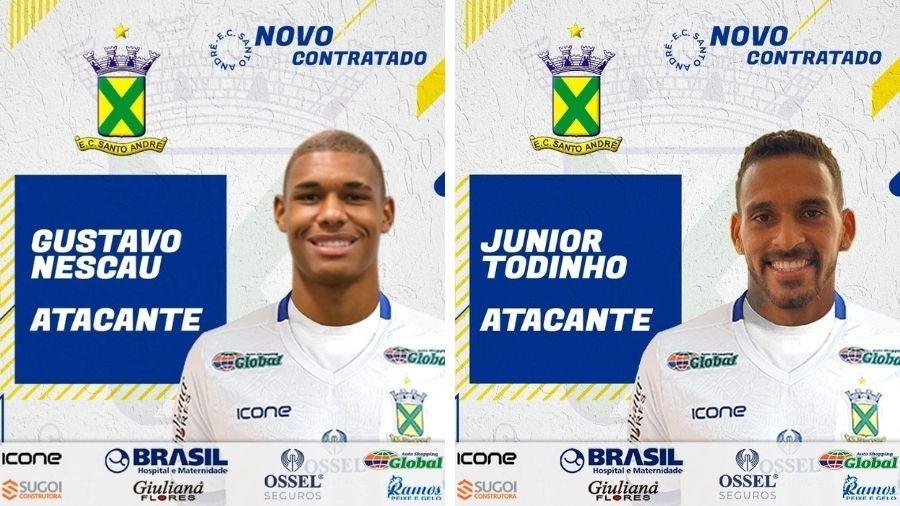 Gustavo Nescau e Junior Todinho são os novos reforços do Santo André - Reprodução/Santo André