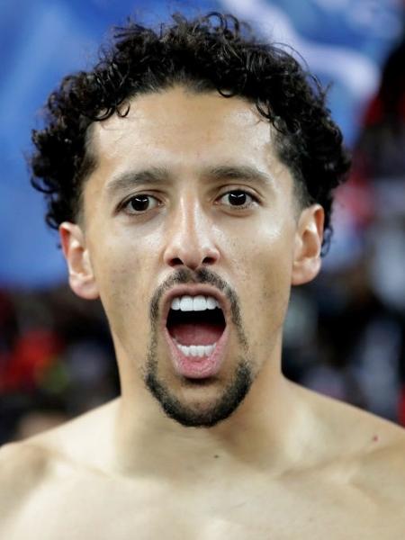 Marquinhos, do Paris Saint Germain, na vitória da equipe sobre o Maccabi Haifa, na Liga dos Campeões - Soccrates Images/Getty Images