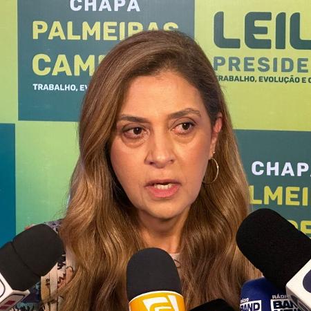 Leila Pereira durante evento de lançamento de sua chapa para reeleição no Palmeiras