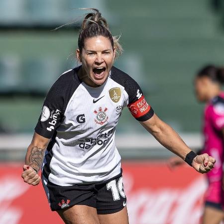 Gabi Zanotti comemora gol do Corinthians sobre o Del Valle em jogo da Libertadores Feminina Gabi Zanotti comemora gol do Corinthians sobre o Del Valle em jogo da Libertadores Feminina