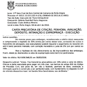Montagem do documento de cobrança do Grêmio ao Atlético-MG - Reprodução - Reprodução