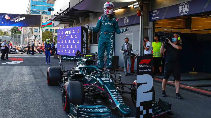 Sebastian Vettel comemora segundo lugar no GP do Azerbaijão - Glenn Dunbar/Aston Martin