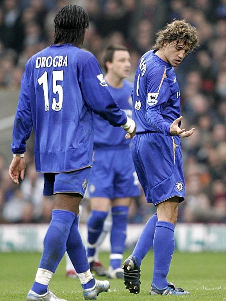 Didier Drogba e Hernán Crespo, na época do Chelsea - Darren Walsh/Chelsea FC via Getty Images