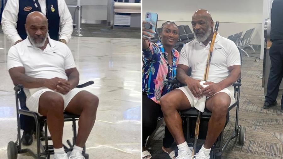 Mike Tyson é visto em cadeira de rodas no aeroporto em Miami - Reprodução/Twitter