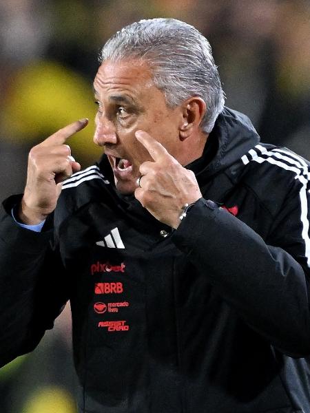 Tite, técnico do Flamengo, durante jogo contra o Peñarol pela Libertadores