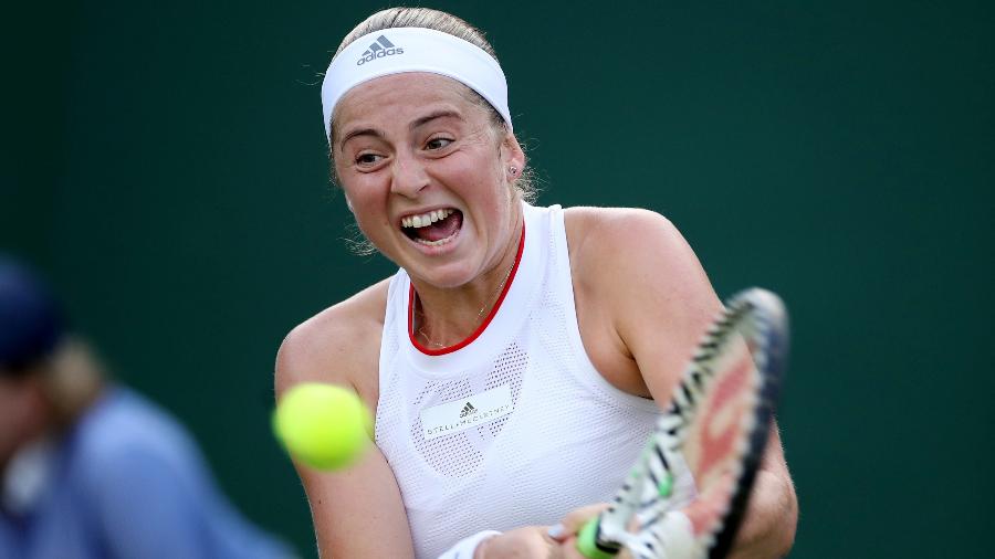 Jelena Ostapenko, durante partida em Wimbledon - REUTERS/Carl Recine