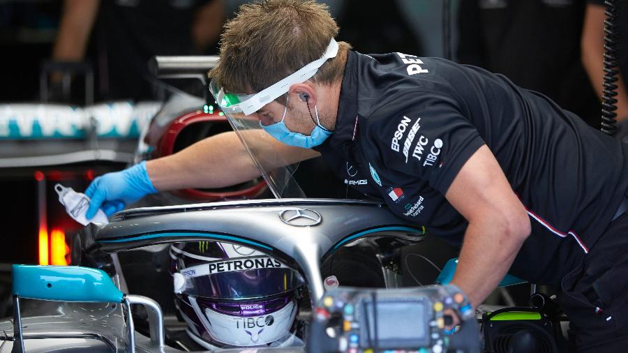 Mercedes testa procedimentos anti-coronavírus com Lewis Hamilton - Mercedes/Dilvulgação
