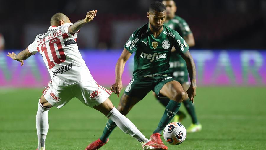 Wesley em ação durante a partida entre São Paulo e Palmeiras, pelas quartas de final da Libertadores 2021. - Staff Images/Conmebol