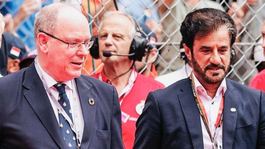 Mohammed Ben Sulayem (à dir.) com o príncipe Albert no fim de semana do GP de Mônaco  - Twittter/Mohammed Ben Sulayem