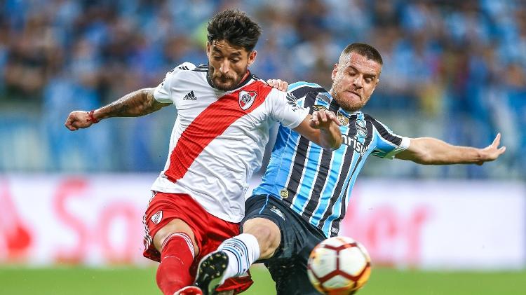 Ramiro em Grêmio x River Plate, pela Libertadores 2018 - Lucas Uebel/Getty Images - Lucas Uebel/Getty Images
