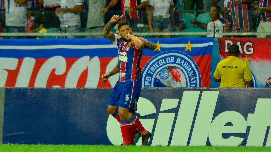 Arthur Caíke comemora gol do Bahia contra o CSA - Jhony Pinho/AGIF