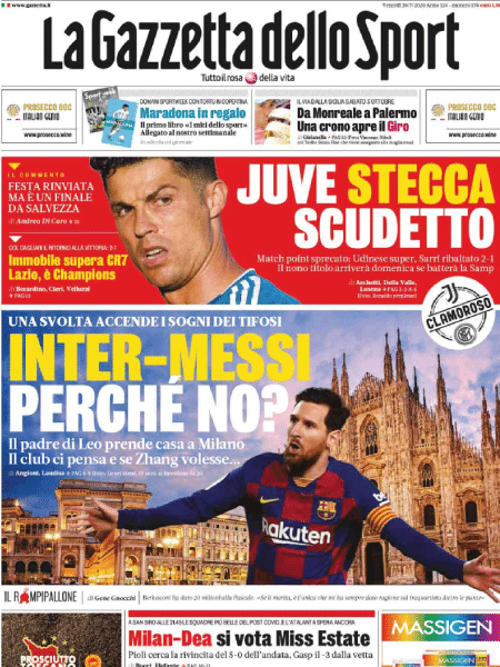Capa de hoje do jornal esportivo italiano La Gazzetta dello Sport - Reprodução