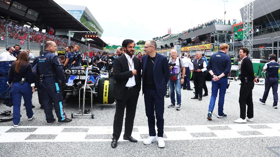 Mohammed ben Sulayem, presidente da FIA, e Stefano Domenicali, CEO da Formula One Group - Lars Baron - Formula 1/Formula 1 via Getty Images