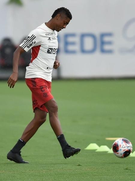 Bruno Henrique durante treino do Flamengo no Ninho do Urubu - Marcelo Cortes/Flamengo