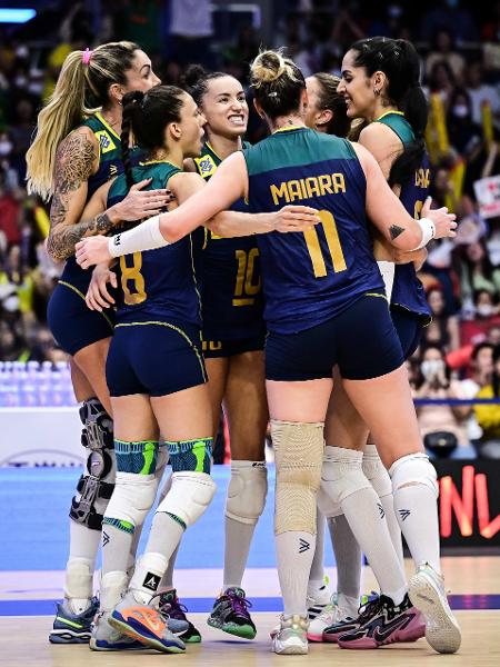 Jogadoras do Brasil durante a partida contra a Turquia na Liga das Nações feminina - Reprodução