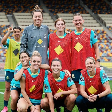 Seleção australiana durante treino para a Copa do Mundo feminina