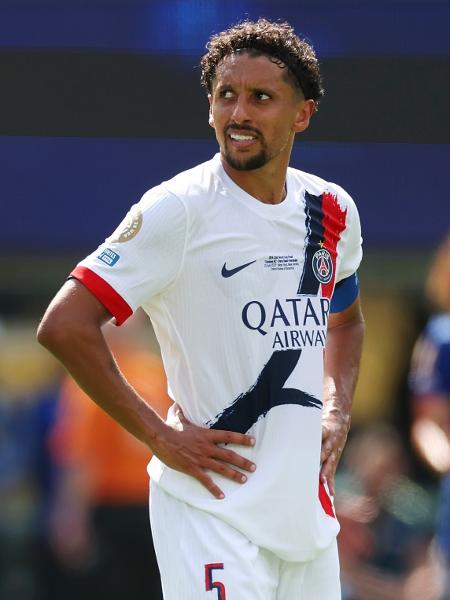 Marquinhos se lamenta durante Chelsea x PSG, duelo do Mundial Marquinhos se lamenta durante Chelsea x PSG, duelo do Mundial